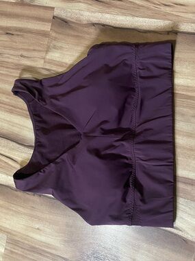 Athleta Plum/Purple High Neck Sports Bra Sheer Mesh Workout Crop Top Sz M